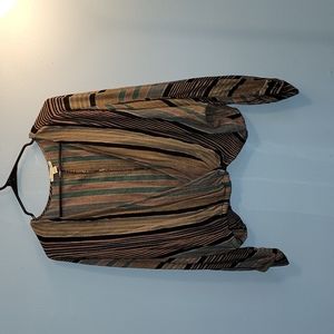 American Eagle dark striped open front blouse